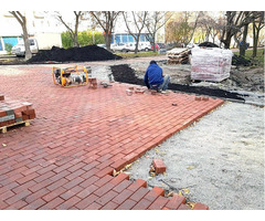 Укладка брусчатки, тротуарной плитки. Мощение брусчаткой